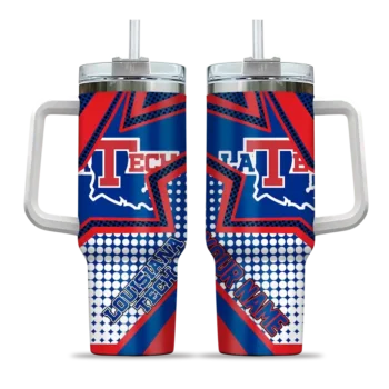 custom la tech arrow burst blue curved tumbler best selling.webp