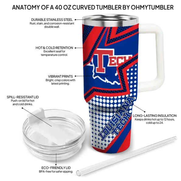 custom la tech arrow burst blue curved tumbler new arrival.webp
