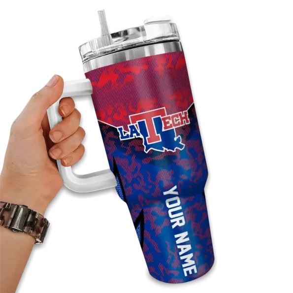 custom la tech chevron stripe blue curved tumbler fashion forward.webp