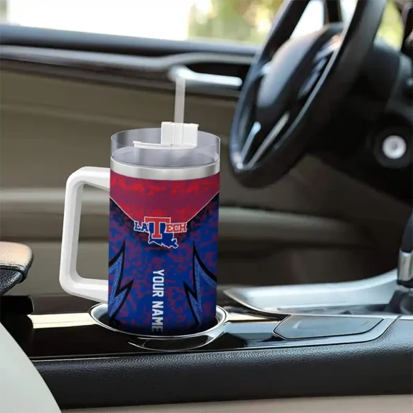 custom la tech chevron stripe blue curved tumbler trendy.webp