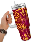 custom louisiana monroe warhawks burst swirl red curved tumbler best selling.webp