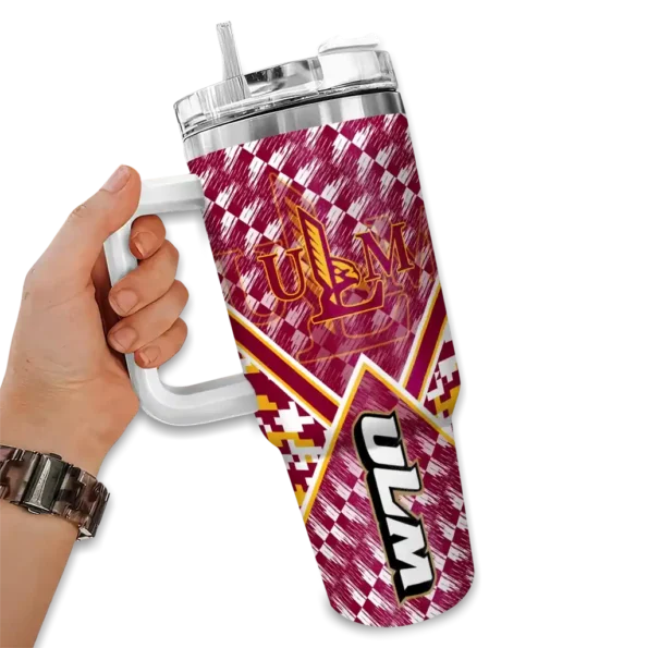 custom louisiana monroe warhawks chevron angle red curved tumbler fashion forward.webp