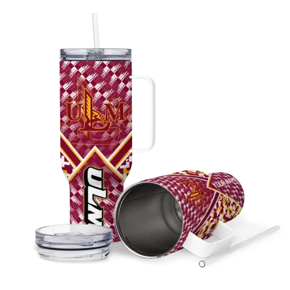 custom louisiana monroe warhawks chevron angle red curved tumbler high quality.webp