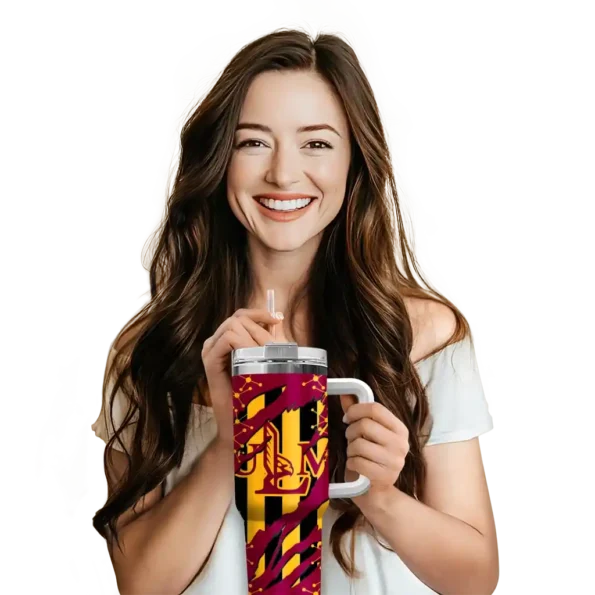 custom louisiana monroe warhawks claw cut red black curved tumbler premium grade.webp
