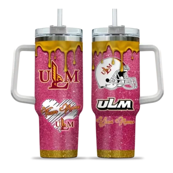 custom louisiana monroe warhawks heart helmet motif red curved tumbler best selling.webp