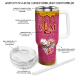 custom louisiana monroe warhawks heart helmet motif red curved tumbler best selling.webp