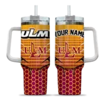 custom louisiana monroe warhawks hex texture red curved tumbler best selling.webp