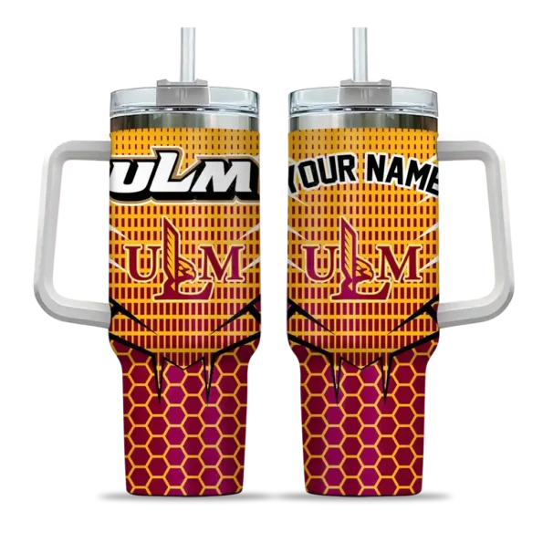 custom louisiana monroe warhawks hex texture red curved tumbler best selling.webp