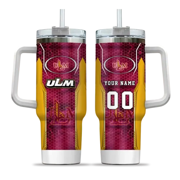 custom louisiana monroe warhawks hexagon armor red curved tumbler best selling.webp
