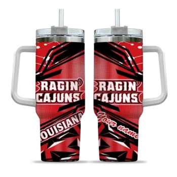 custom louisiana ragin cajuns abstract paths red curved tumbler best selling.webp