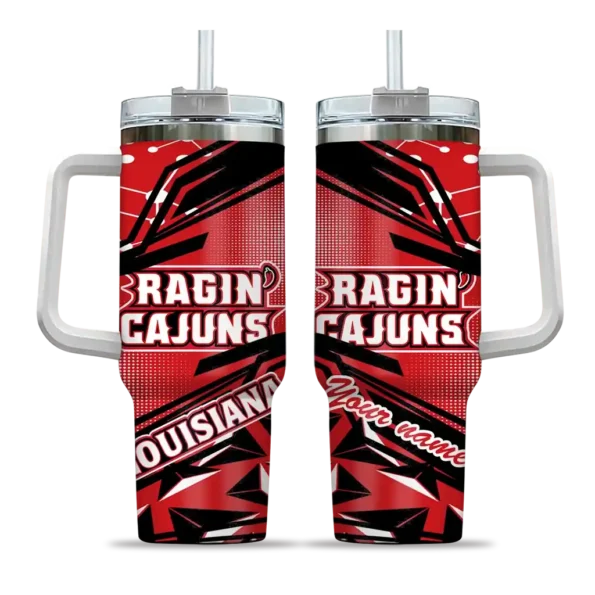 custom louisiana ragin cajuns abstract paths red curved tumbler best selling.webp