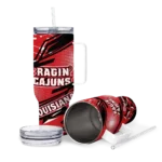 custom louisiana ragin cajuns abstract paths red curved tumbler best selling.webp