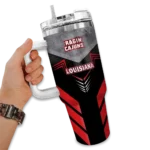 custom louisiana ragin cajuns arrow armor red black curved tumbler best selling.webp
