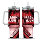 custom louisiana ragin cajuns arrow burst red curved tumbler best selling.webp