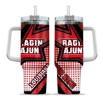 custom louisiana ragin cajuns arrow burst red curved tumbler best selling.webp