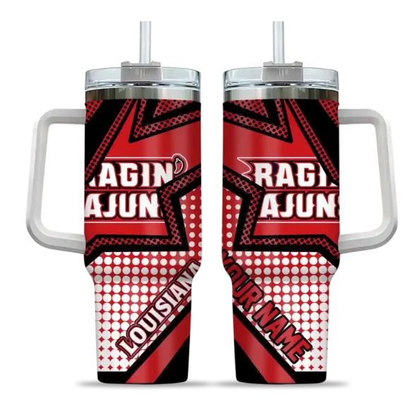 custom louisiana ragin cajuns arrow burst red curved tumbler best selling.webp