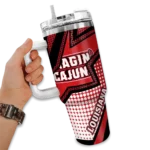 custom louisiana ragin cajuns arrow burst red curved tumbler best selling.webp