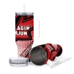 custom louisiana ragin cajuns arrow burst red curved tumbler best selling.webp