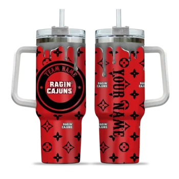 custom louisiana ragin cajuns bullseye drips red curved tumbler best selling.webp