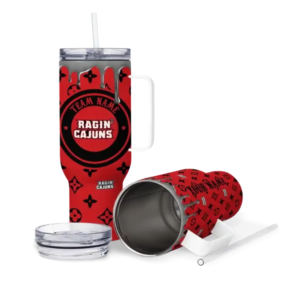 custom louisiana ragin cajuns bullseye drips red curved tumbler high quality.webp