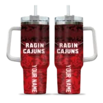 custom louisiana ragin cajuns chevron stripe red curved tumbler best selling.webp