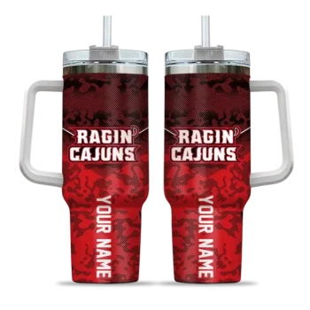 custom louisiana ragin cajuns chevron stripe red curved tumbler best selling.webp