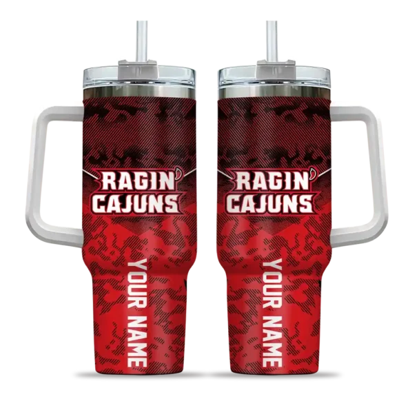 custom louisiana ragin cajuns chevron stripe red curved tumbler best selling.webp