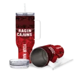 custom louisiana ragin cajuns chevron stripe red curved tumbler best selling.webp