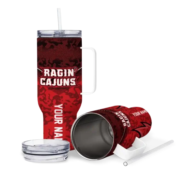 custom louisiana ragin cajuns chevron stripe red curved tumbler high quality.webp