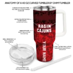 custom louisiana ragin cajuns chevron stripe red curved tumbler best selling.webp