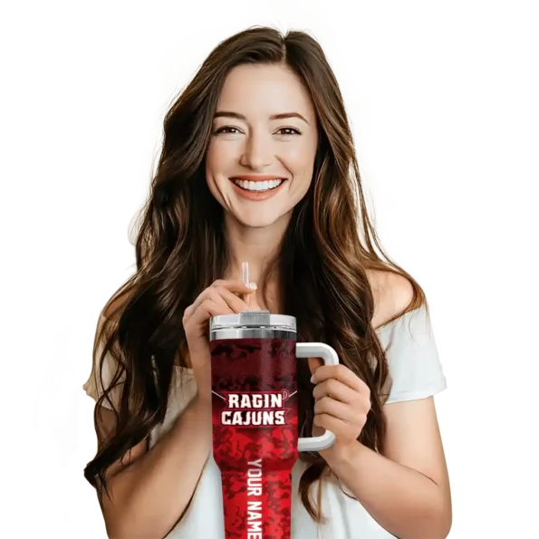 custom louisiana ragin cajuns chevron stripe red curved tumbler premium grade.webp