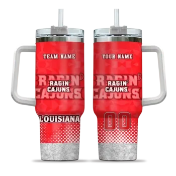 custom louisiana ragin cajuns geometric prism red curved tumbler best selling.webp
