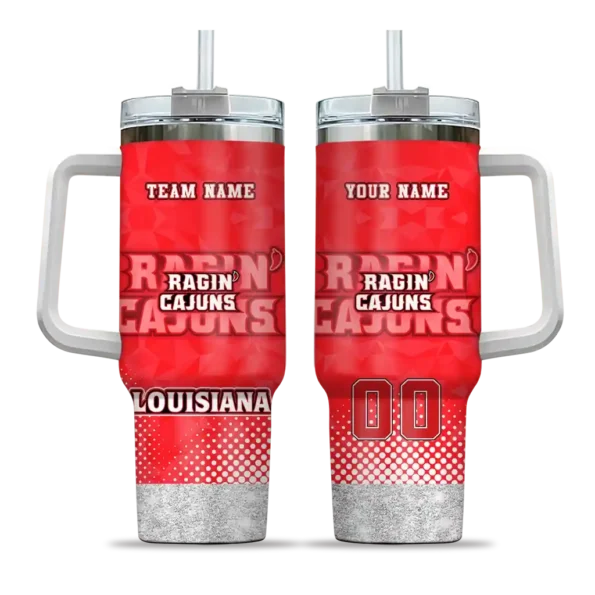custom louisiana ragin cajuns geometric prism red curved tumbler best selling.webp