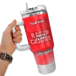 custom louisiana ragin cajuns geometric prism red curved tumbler best selling.webp