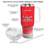 custom louisiana ragin cajuns geometric prism red curved tumbler best selling.webp