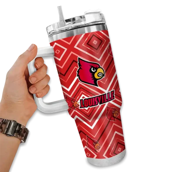 custom louisville cardinals bold diamonds red curved tumbler fashion forward.webp