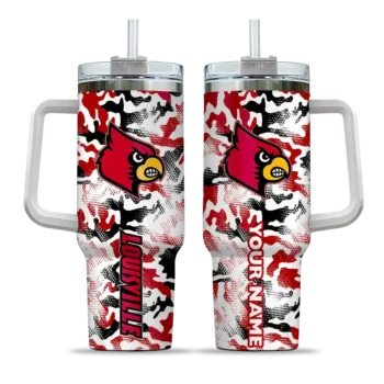 custom louisville cardinals camo mashup red white curved tumbler best selling.webp