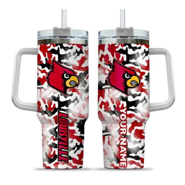 custom louisville cardinals camo mashup red white curved tumbler best selling.webp