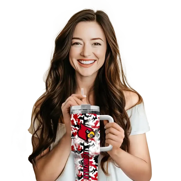 custom louisville cardinals camo mashup red white curved tumbler premium grade.webp