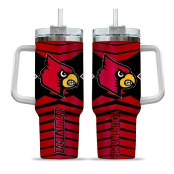 custom louisville cardinals chevron layers red curved tumbler best selling.webp
