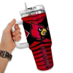 custom louisville cardinals chevron layers red curved tumbler best selling.webp