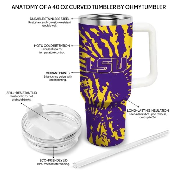 custom lsu tigers burst swirl purple curved tumbler new arrival.webp