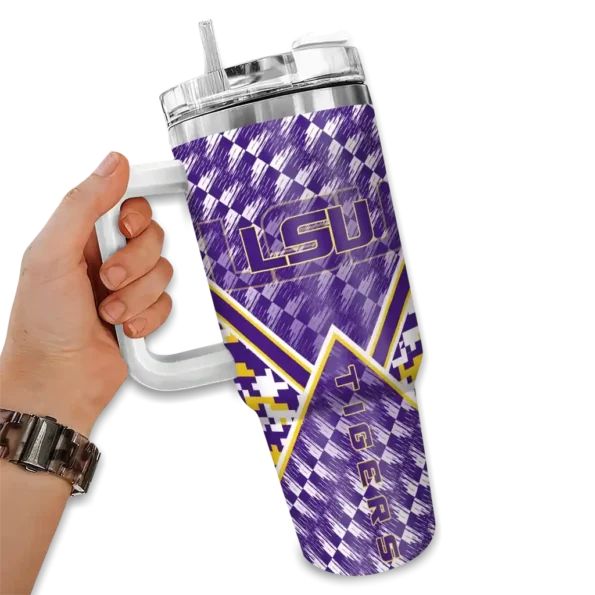 custom lsu tigers chevron angle purple curved tumbler fashion forward.webp
