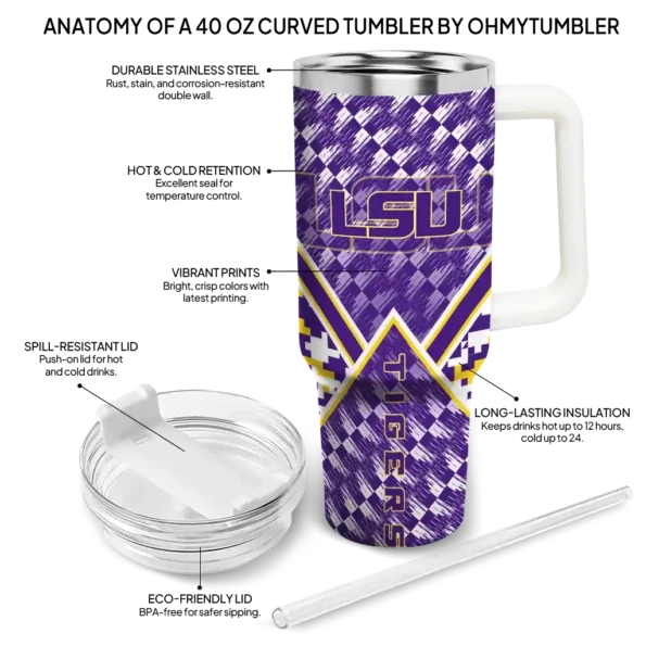 custom lsu tigers chevron angle purple curved tumbler new arrival.webp