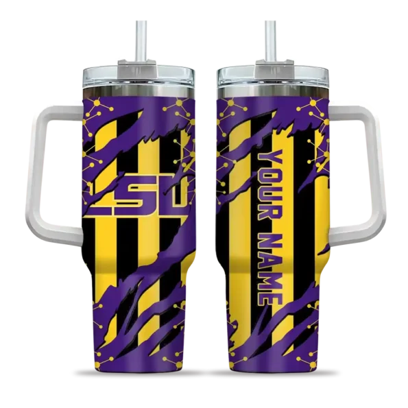 custom lsu tigers claw cut purple black curved tumbler best selling.webp