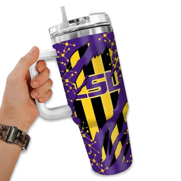 custom lsu tigers claw cut purple black curved tumbler fashion forward.webp