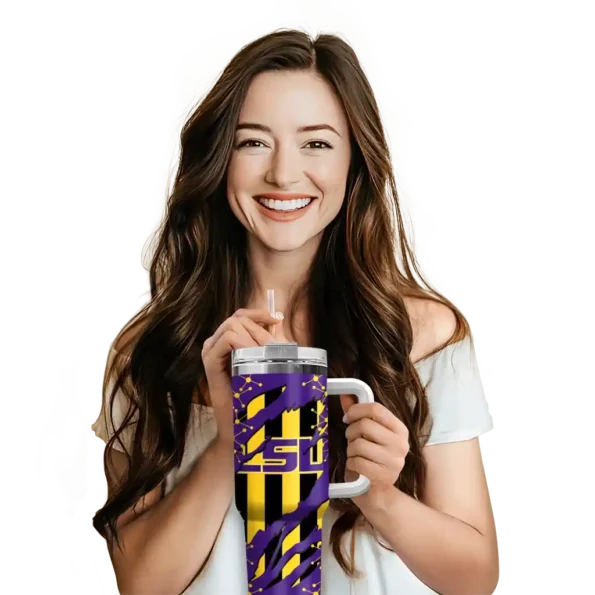 custom lsu tigers claw cut purple black curved tumbler premium grade.webp