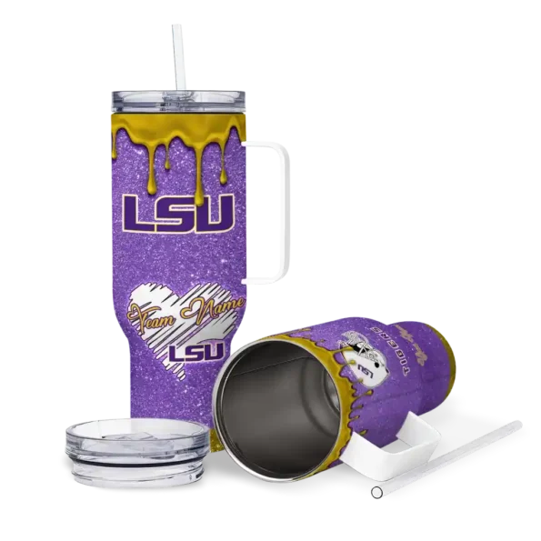custom lsu tigers heart helmet motif purple curved tumbler high quality.webp