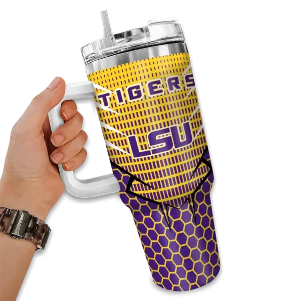 custom lsu tigers hex texture purple curved tumbler fashion forward.webp