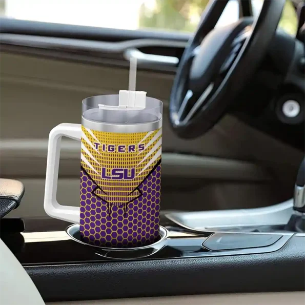 custom lsu tigers hex texture purple curved tumbler trendy.webp